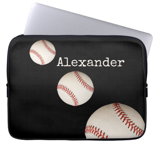 Capa Para Notebook Nome monogramado beisebol preto esporte  (Frente)