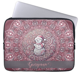 Capa Para Notebook Nome Personalizado Bastante Quente Snowman Mandala