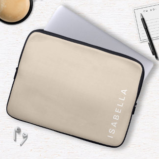 Capa Para Notebook Nome Personalizado Bege Minimalista Moderno
