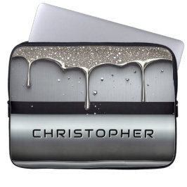 Capa Para Notebook Nome Personalizado Com Metal Líquido Gotejando