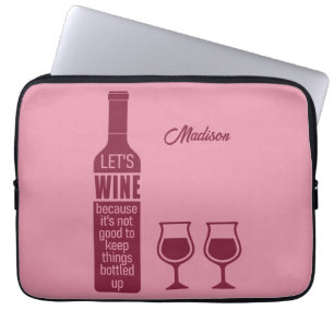 Capa Para Notebook Nome personalizado Cotação de vinho engraçado