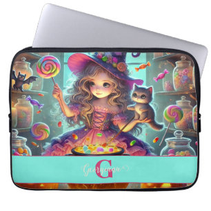 Capa Para Notebook Nome Personalizado - Cute Whimsical Witch Hallowee