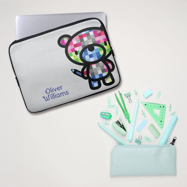 Capa Para Notebook Nome Personalizado de Crianças de Urso Reprodutor (Criador carregado)