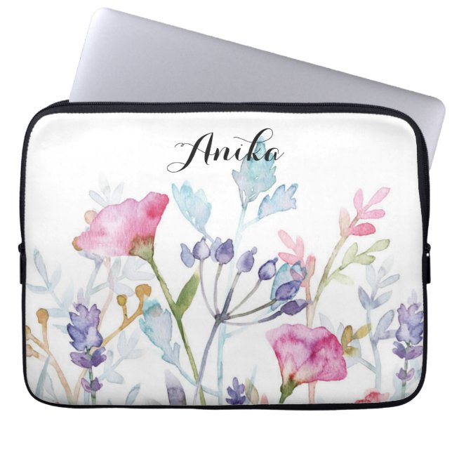 Capa Para Notebook nome personalizado de flor silvestre (Frente)