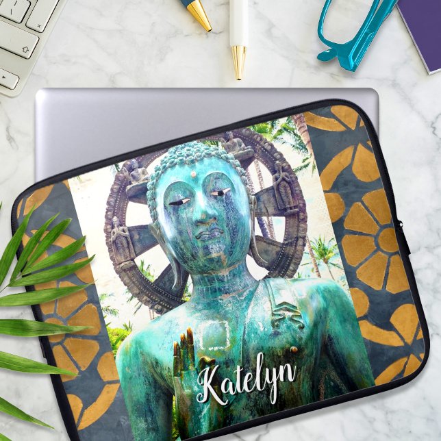 Capa Para Notebook Nome Personalizado de Mosaico Dourado da Estátua B (Criador carregado)