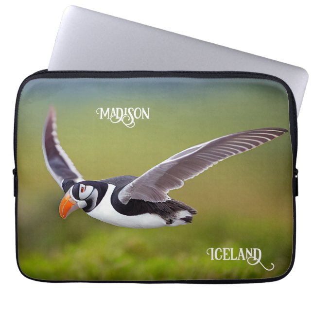 Capa Para Notebook Nome Personalizado de Puffin da Islândia (Frente)