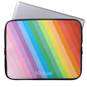 Capa Para Notebook Nome Personalizado de Stripes Colorido do Arco-Ír