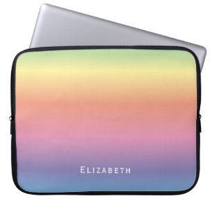 Capa Para Notebook Nome Personalizado do Pastel Rainbow Ombre, Menina