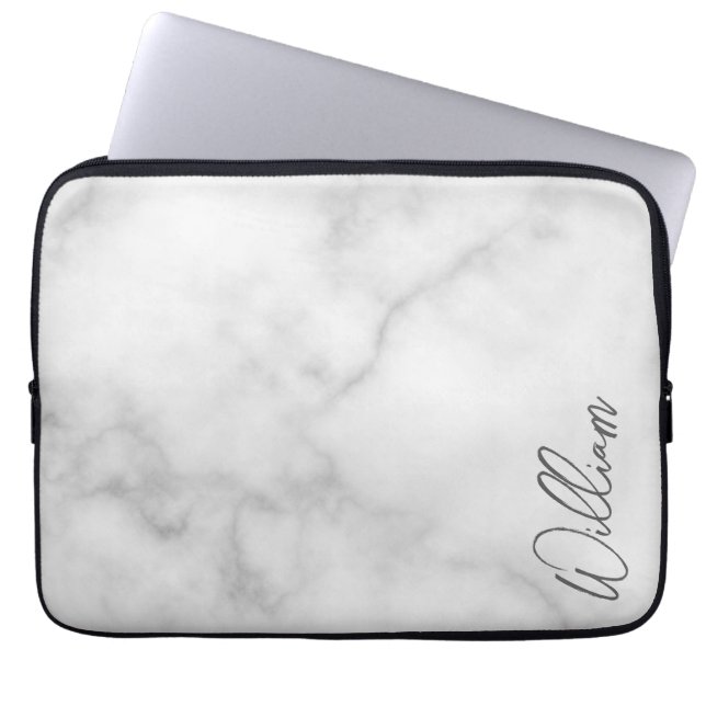 Capa Para Notebook Nome Personalizado do Script Moderno do Marble Bra (Frente)