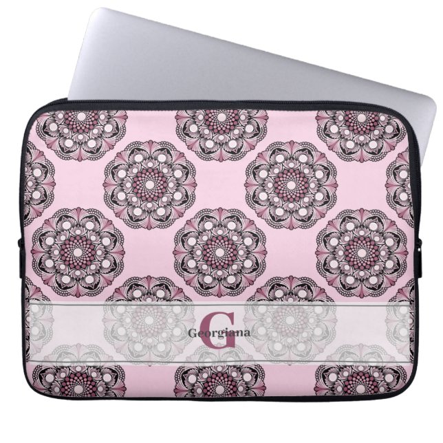 Capa Para Notebook Nome personalizado Dusky Rosa Cherry Blossom Dot M (Frente)