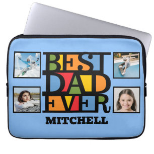 Capa Para Notebook Nome personalizado e 4 fotos MELHOR PAI NUNCA