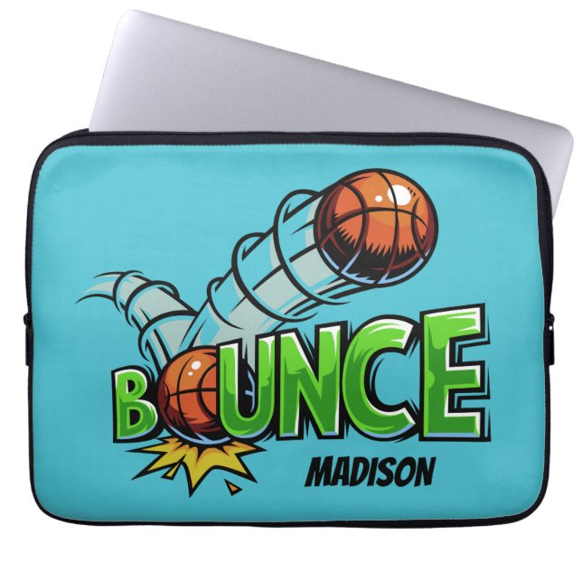 Capa Para Notebook Nome personalizado e cor BOUNCE capas de basquete (Frente)
