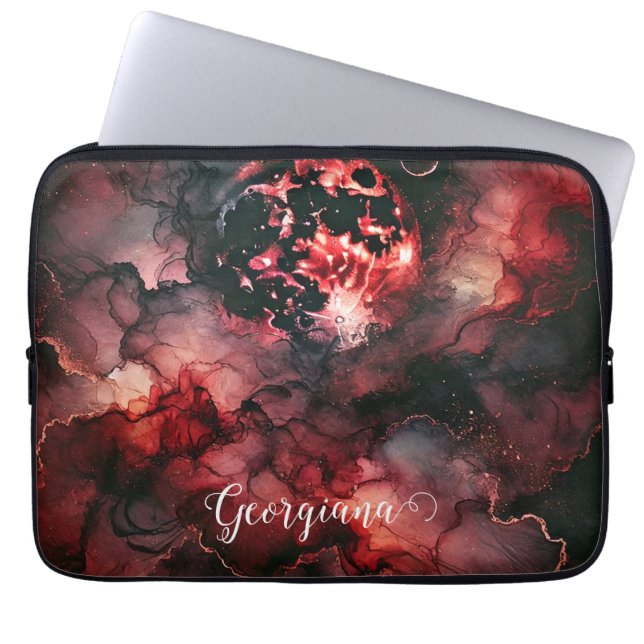 Capa Para Notebook Nome Personalizado Eerie Blood Moon Halloween Tint (Frente)