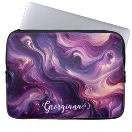 Capa Para Notebook Nome Personalizado Efeito de Pintura Roxo Vibrante