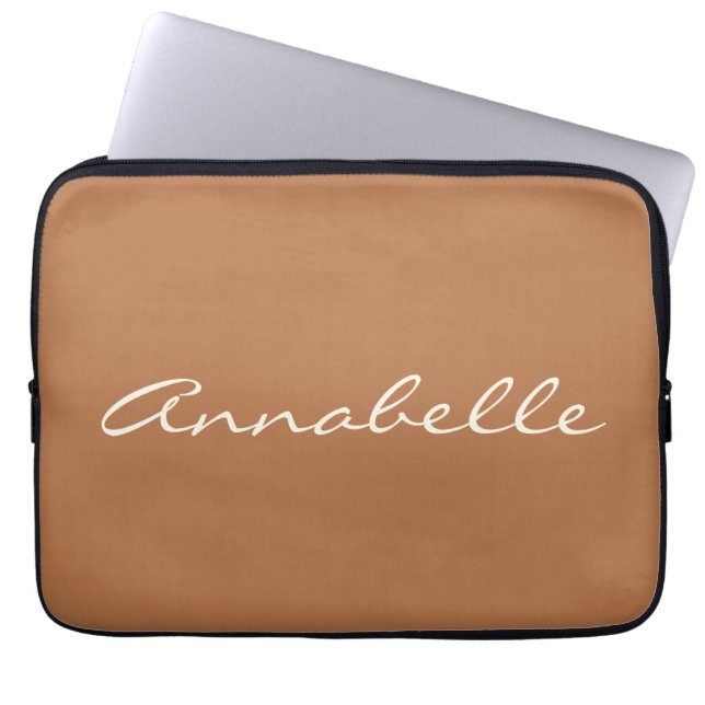 Capa Para Notebook Nome Personalizado em Roteiro Marrom Caramelo Mini (Frente)