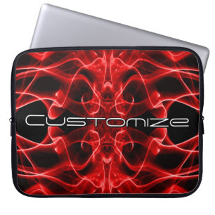 Capa Para Notebook Nome Personalizado Fumaça Vermelha Simétrica Preta