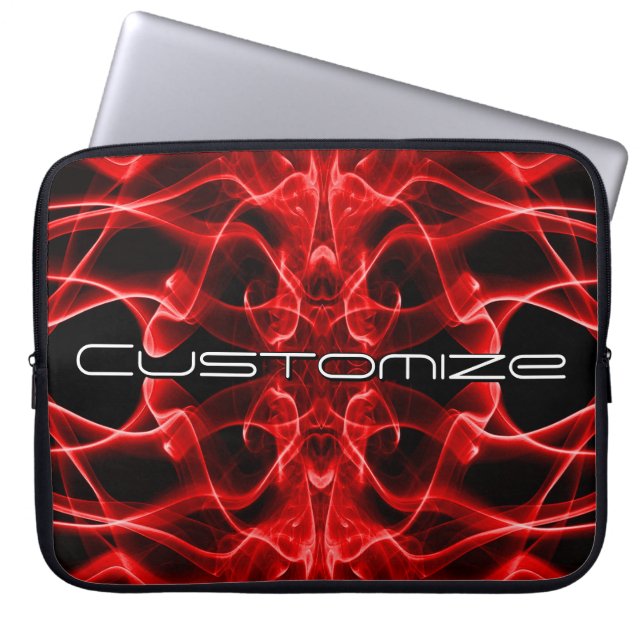 Capa Para Notebook Nome Personalizado Fumaça Vermelha Simétrica Preta (Frente)