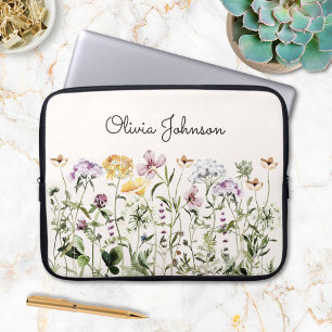Capa Para Notebook Nome Personalizado Jardim de Flor Selvagem