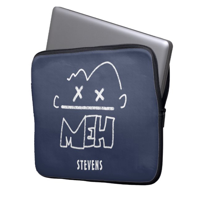 Capa Para Notebook Nome Personalizado Meh Engraçado Face Emoji (Frente Esquerda)