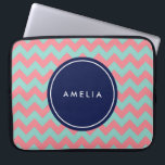 Capa Para Notebook Nome Personalizado Monograma Azul Claro e Rosa<br><div class="desc">Padrão moderno e moderno do diafrão em uma sombra pastel azul-claro e rosa. Personalize esta manga adicionando seu nome; você pode substituir facilmente o texto do marcador de posição para adicionar seu texto. Para obter mais opções,  como alterar a fonte e seu tamanho,  clique no botão "Personalizar".</div>