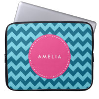 Nome Personalizado Monograma Blue Chevron