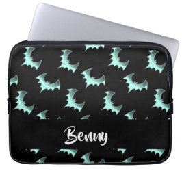 Capa Para Notebook Nome personalizado morcegos azuis