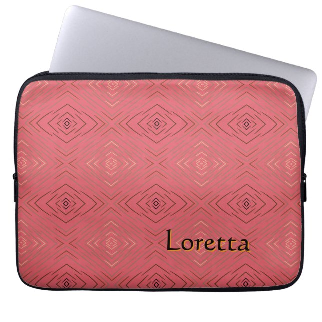 Capa Para Notebook Nome Personalizado Padrão Diamante Sutil Rosa  (Frente)