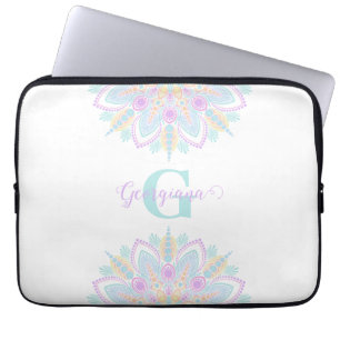 Capa Para Notebook Nome personalizado Pastel Rainbow Floral Sundae Ma
