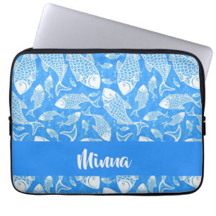 Capa Para Notebook Nome personalizado peixe branco