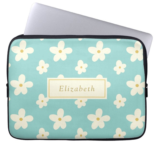 Capa Para Notebook Nome Personalizado Personalizado Daisy Floral Cute (Frente)