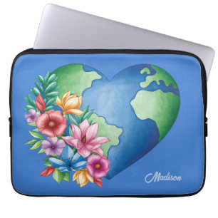 Capa Para Notebook Nome Personalizado Planeta Terra Coração