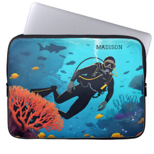 Capa Para Notebook Nome personalizado Scuba Diver