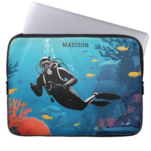 Capa Para Notebook Nome personalizado Scuba Diver