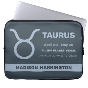 Capa Para Notebook Nome Personalizado / Sinal de Zodíaco Texto Taurus