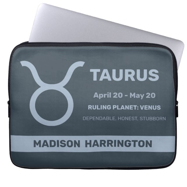 Capa Para Notebook Nome Personalizado / Sinal de Zodíaco Texto Taurus (Frente)