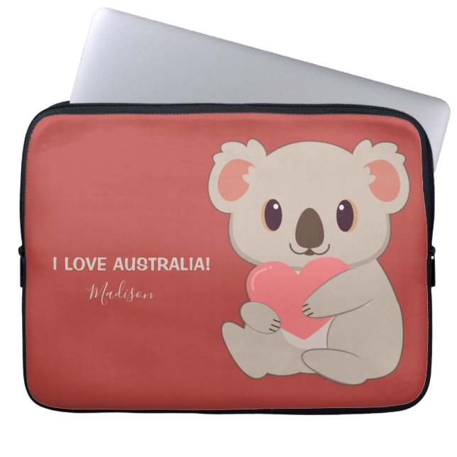 Capa Para Notebook Nome Personalizado, Texto e Cor Amor Koala (Frente)