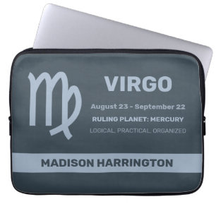 Capa Para Notebook Nome Personalizado / Texto Símbolo Zodiac Virgo