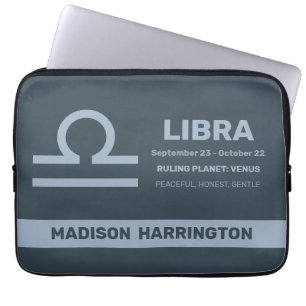 Capa Para Notebook Nome Personalizado / Texto Símbolo Zodíaco Libra