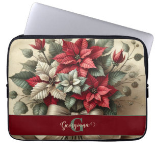 Capa Para Notebook Nome Personalizado Vintage Watercolor Buquê Poinse