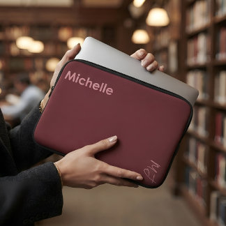 Capa Para Notebook Nome Personalizado Volta às Aulas Burgundy