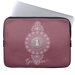 Capa Para Notebook Nome Personalizado Whimsical Snowman Mandala Ornam