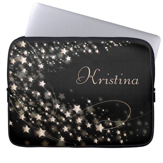Capa Para Notebook Nome preto do costume da estrela de Hollywood (Frente)