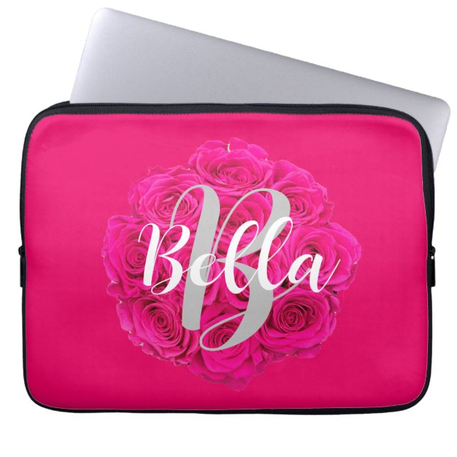Capa Para Notebook Nome rosa personalizado (Frente)