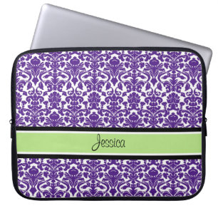 Capa Para Notebook Nome roxo do costume do damasco do laptop