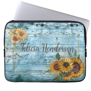 Capa Para Notebook Nome Rustic Yellow Sunflower