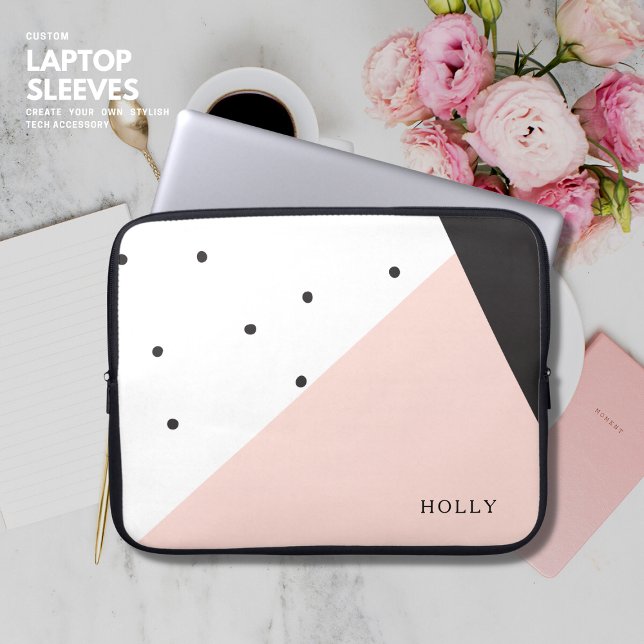 Capa Para Notebook Nome Simples de Blush Menino e Bolinhas Preta Mode (Criador carregado)