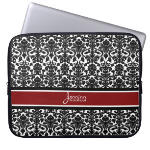Capa Para Notebook Nome vermelho do costume do damasco do laptop