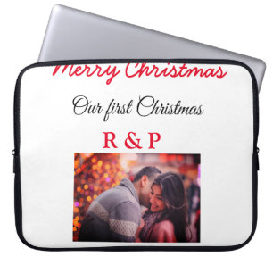 Capa Para Notebook Nosso primeiro Natal adicione nome foto casamento 