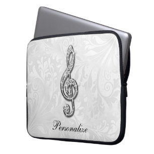 Capa Para Notebook Nota Musical Personalizada com Diamantes em Padrão