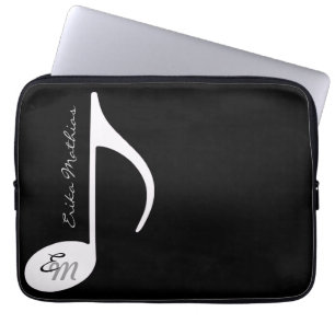 Capa Para Notebook Nota musical personalizada em preto e branco